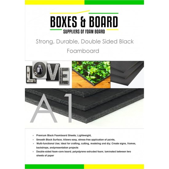 Black Foamboard - 5 mm thick, tow side Black Size (70 x 100 mm) each piece in a bag